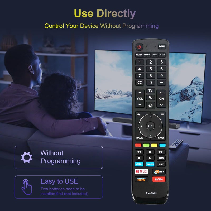 AULCMEET EN3R39H Replacement Remote Control Compatible with Hisense LCD LED Smart 4K TV 43H6080E 43H6E 49H6E 50H6E 55EU6070 55H6E 55H8E 55H9D 65H6E 65H8E 49H6E 60H6E 49H6E1 60H6E1 49H6020E 60H6020E 49H6030E - Image 4